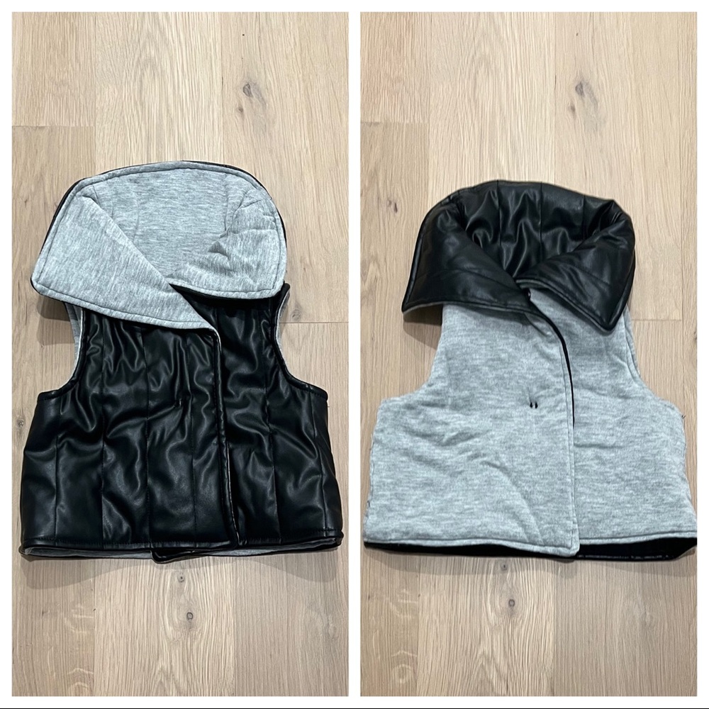 Afton Street REVERSIBLE Faux Leather Vest Baby Girl Black Gray 12 months